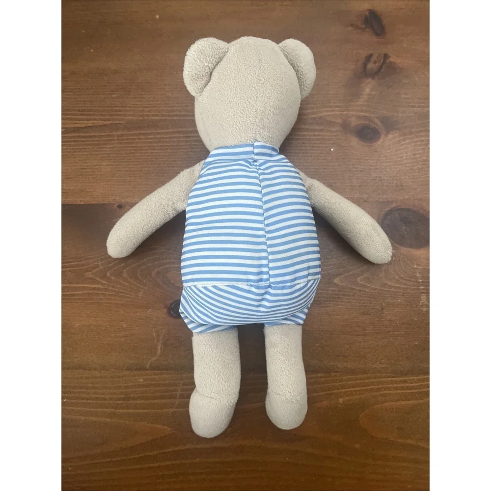 Ikea Fabler Bjorn Teddy Bear Brown Blue White Striped Plush 9